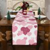 pink heart table runner for Valentines day decor 72 inch, linen heart decor, table, side board or buffet