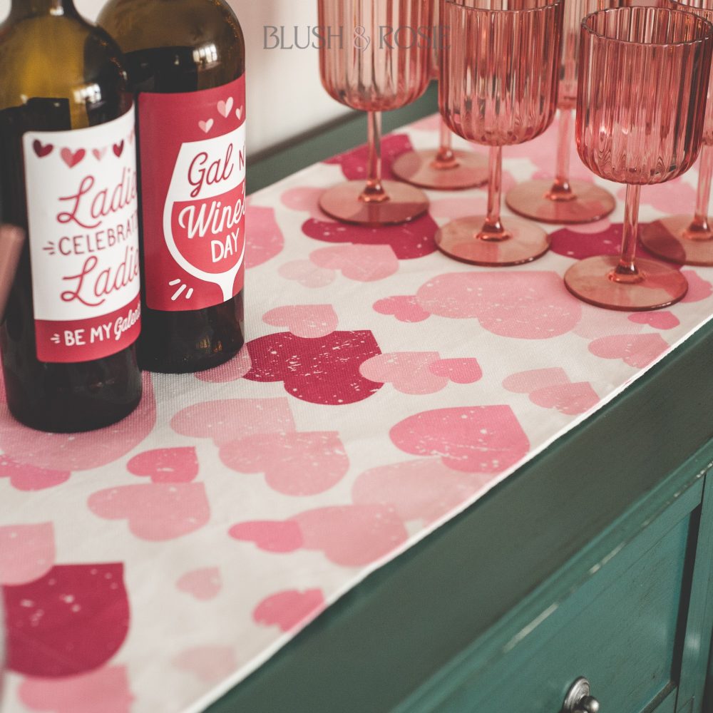 Pink Heart Valentine's Day Linen Table Runner - Image 3