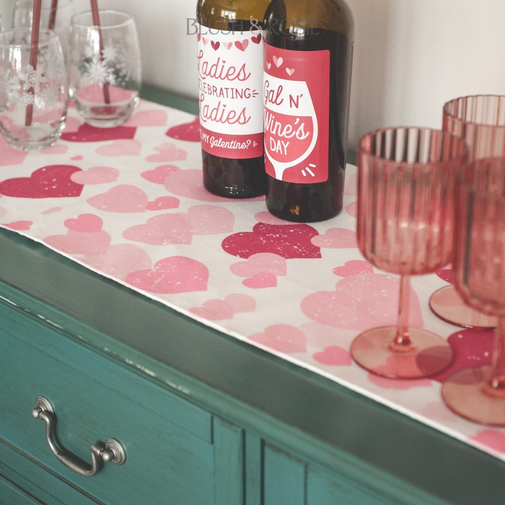 Pink Heart Valentine's Day Linen Table Runner - Image 2