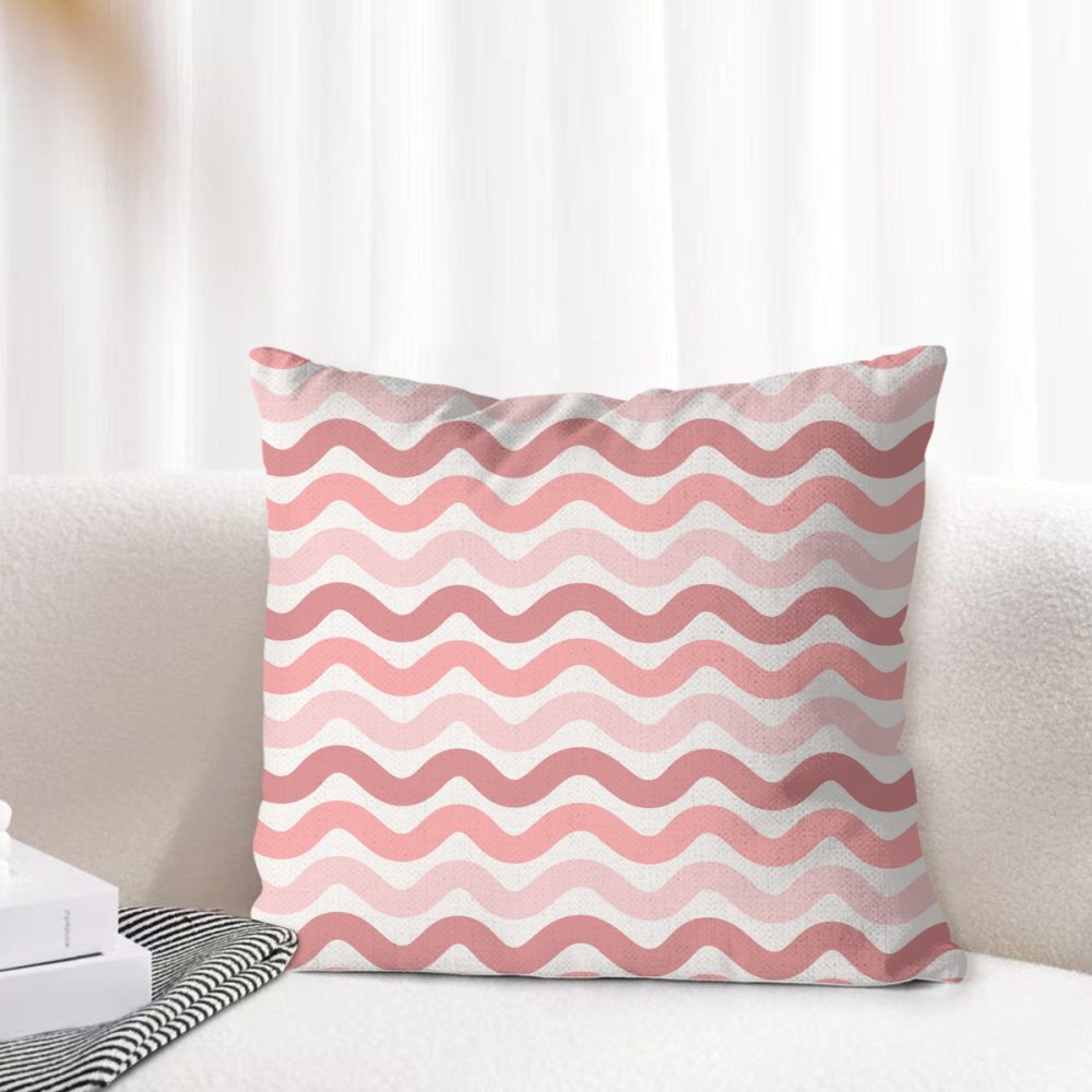 Pink Wavy Striped Pillow Cover