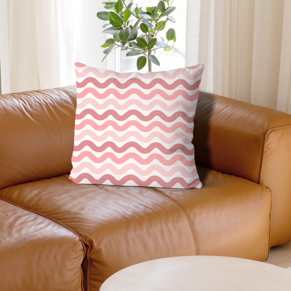 Pink Wavy Striped Pillow Cover - Image 2