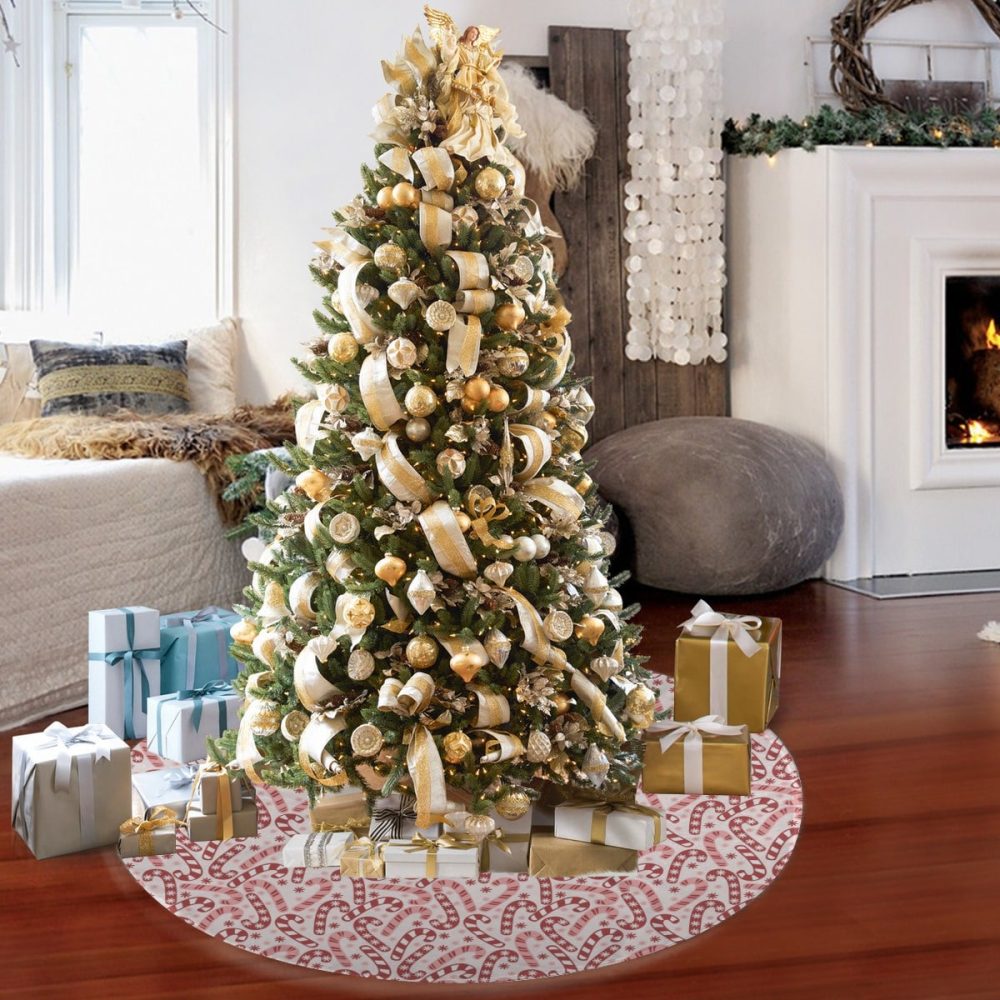 pink candy cane tree skirt for pink christmas decor