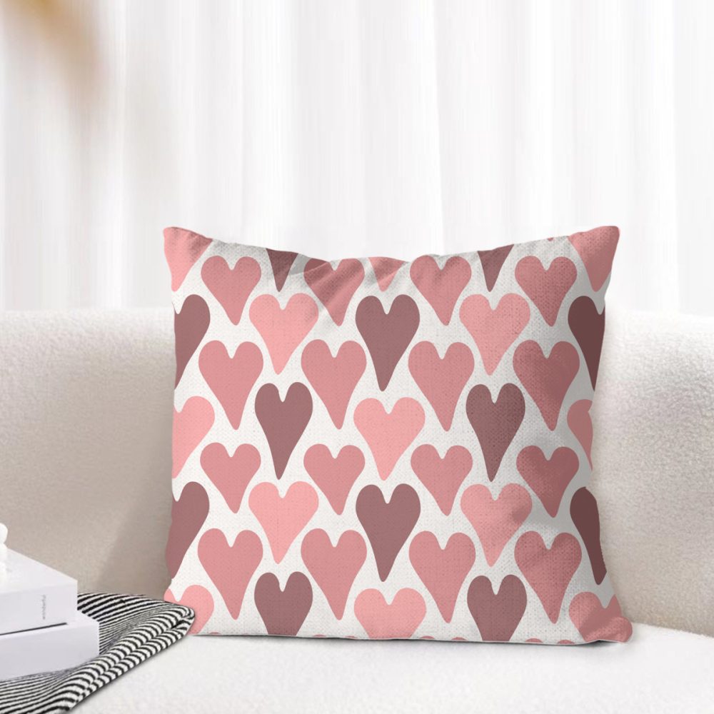 Pink Groovy Hearts Valentines Pillow Cover