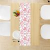 pink and black cats and flower 70 inch linen table runner, cat lovers home decor