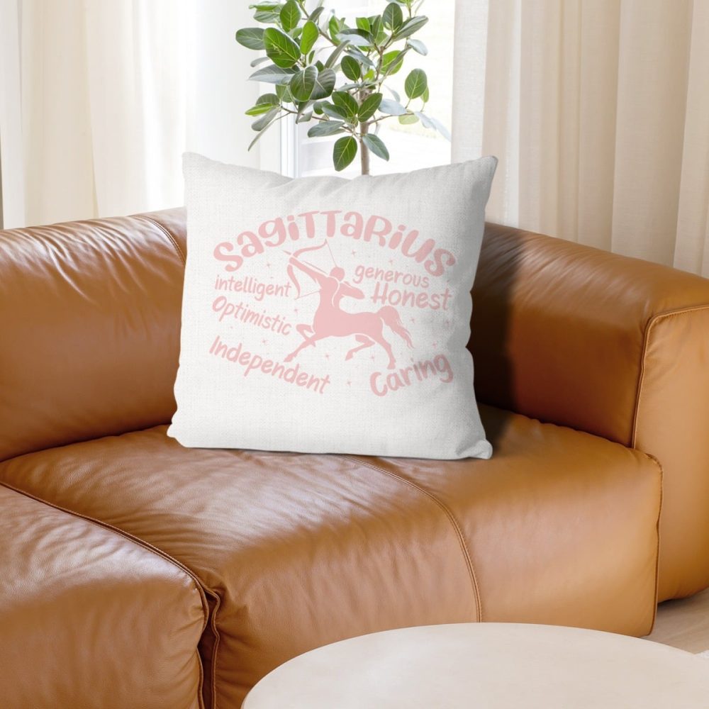 Pink Sagittarius Zodiac Sign Pillow Cover - Image 2