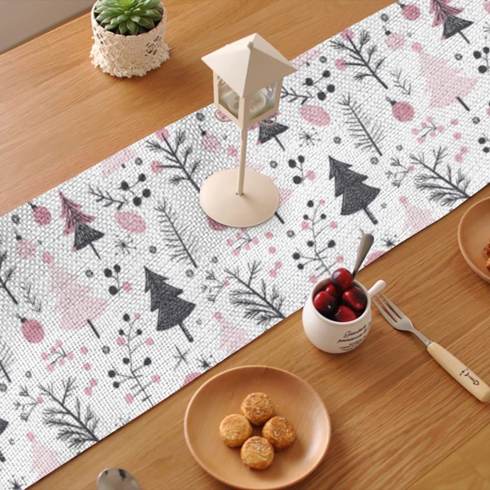 Pink and Black Scandinavian Style Christmas Runner - Image 2