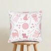 cute pink cat pattern pillow covers, square linen 18, 20, 22, 24, 26 inch, cat bedroom