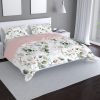 blush pink and sage greenery bedroom decor bedding. Twin, full queen, king. water color style