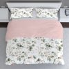 blush pink and sage greenery bedroom decor bedding. Twin, full queen, king. water color style