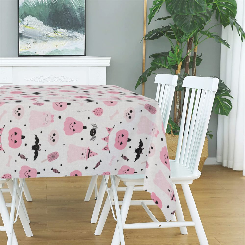 Pink and Black Halloween Table Cloth, 72 Inch - Image 3