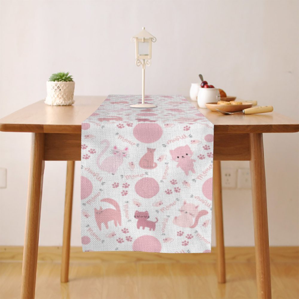 pink cats table or dresser runner. Cat themed party