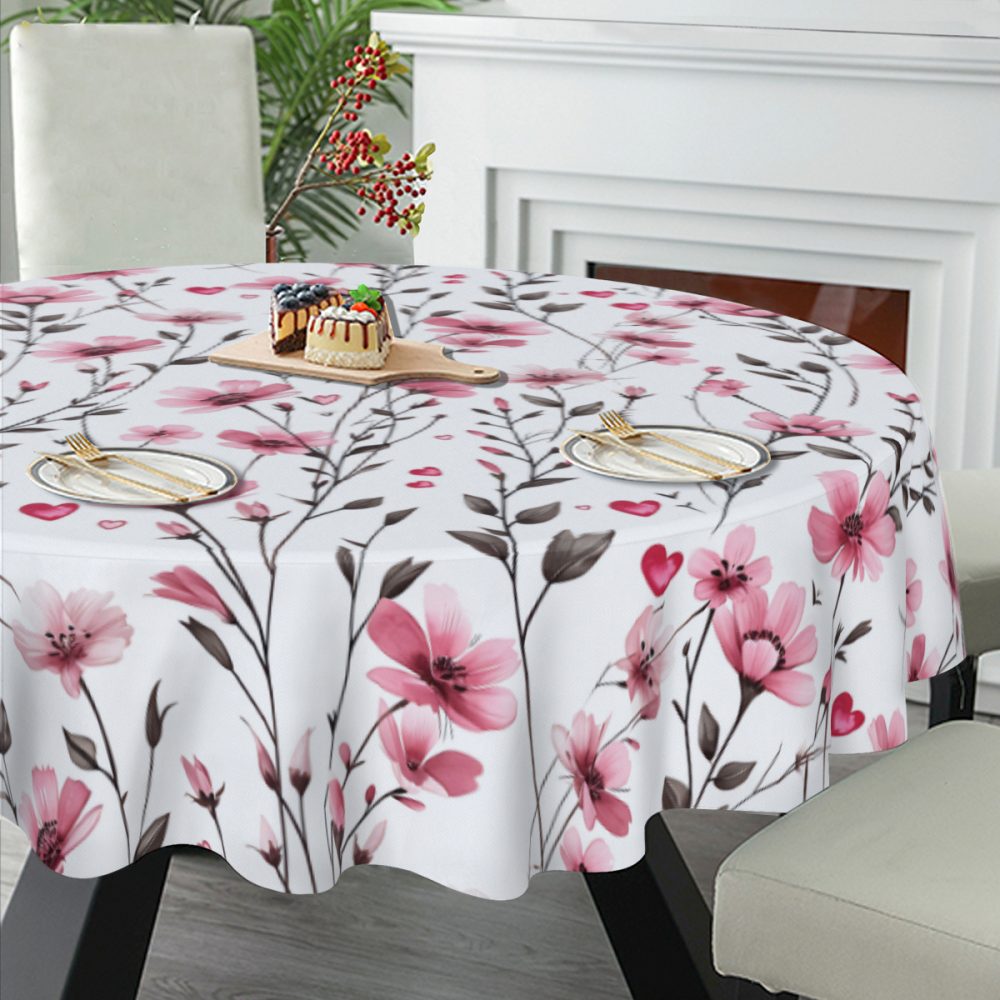 Pink Wildflower Round Table Cloth, 60 Inch - Image 2