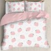 lightweight pink strawberry bedding set, duvet cover and pillow shams, strawberry short cake