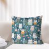 cute pink cats with teal lined pillow cover, car lover gifts