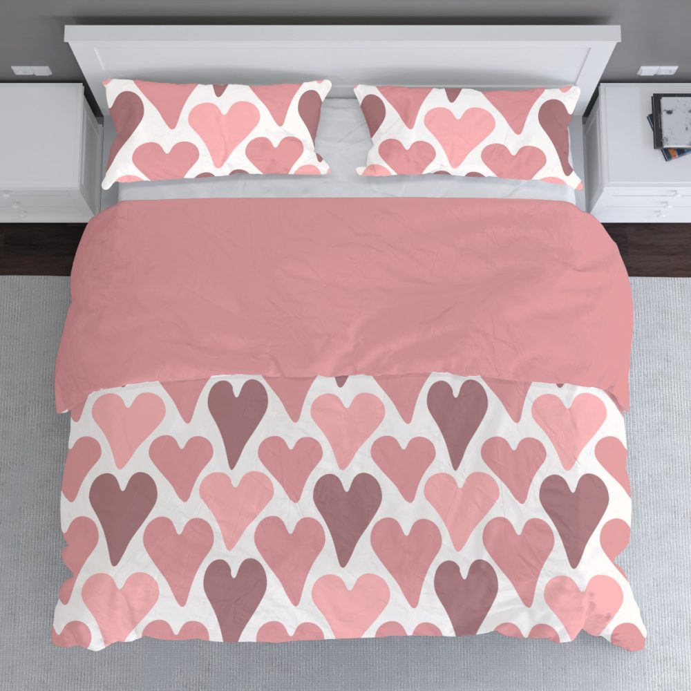 Groovy look pink heart bedding set for Valentine's Day or those that just love hearts. twin, full, queen, king