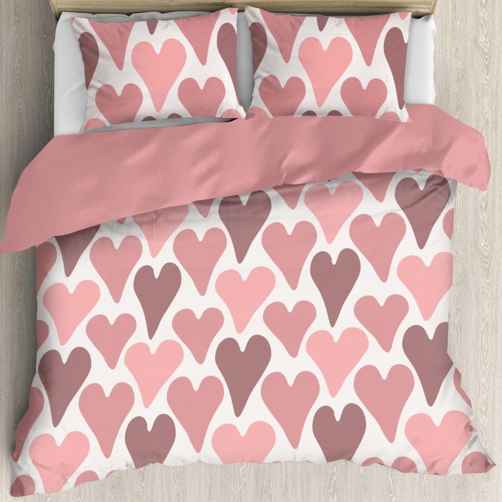 Groovy look pink heart bedding set for Valentine's Day or those that just love hearts. twin, full, queen, king