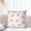 cute pink strawberry square linen pillow cover for summer