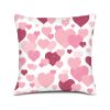 Pink hearts linen pillow cover for Valentines day