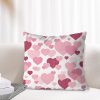 Pink hearts linen pillow cover for Valentines day