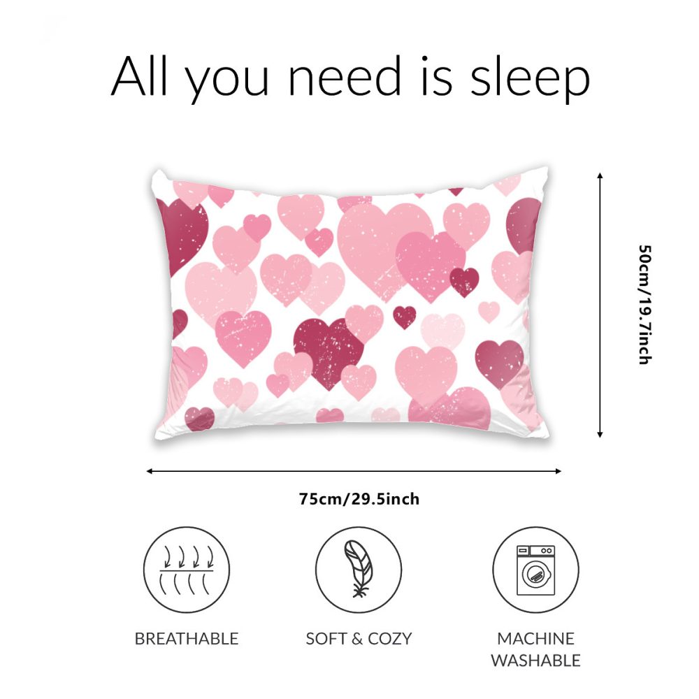 Pink Hearts Valentines Pillow Case - Image 2