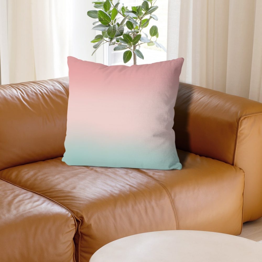 Pink and Aqua Ombre Pillow Cover - Image 2