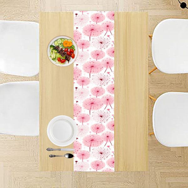 pink dandelion decor table runner, 70 inch, dandelion love