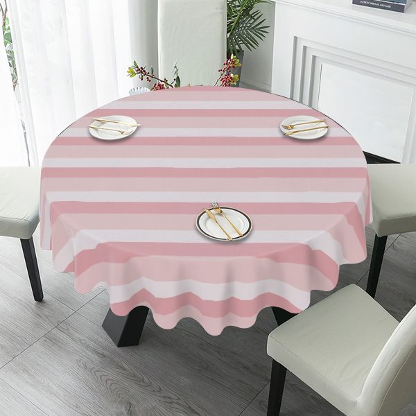 ombre pink striped round table cloth 60 inch, pink party decor