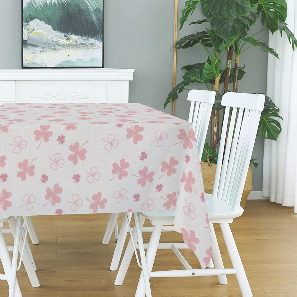 72 Inch Pink Shamrock Table Cloth for St Patricks Day - Image 3