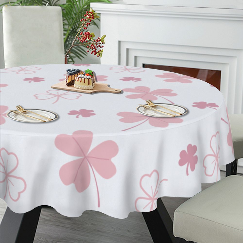 Pink Shamrock Round Table Cloth - Image 2