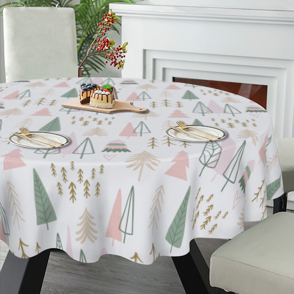 Boho Christmas Forest Round Table Cloth - Image 2