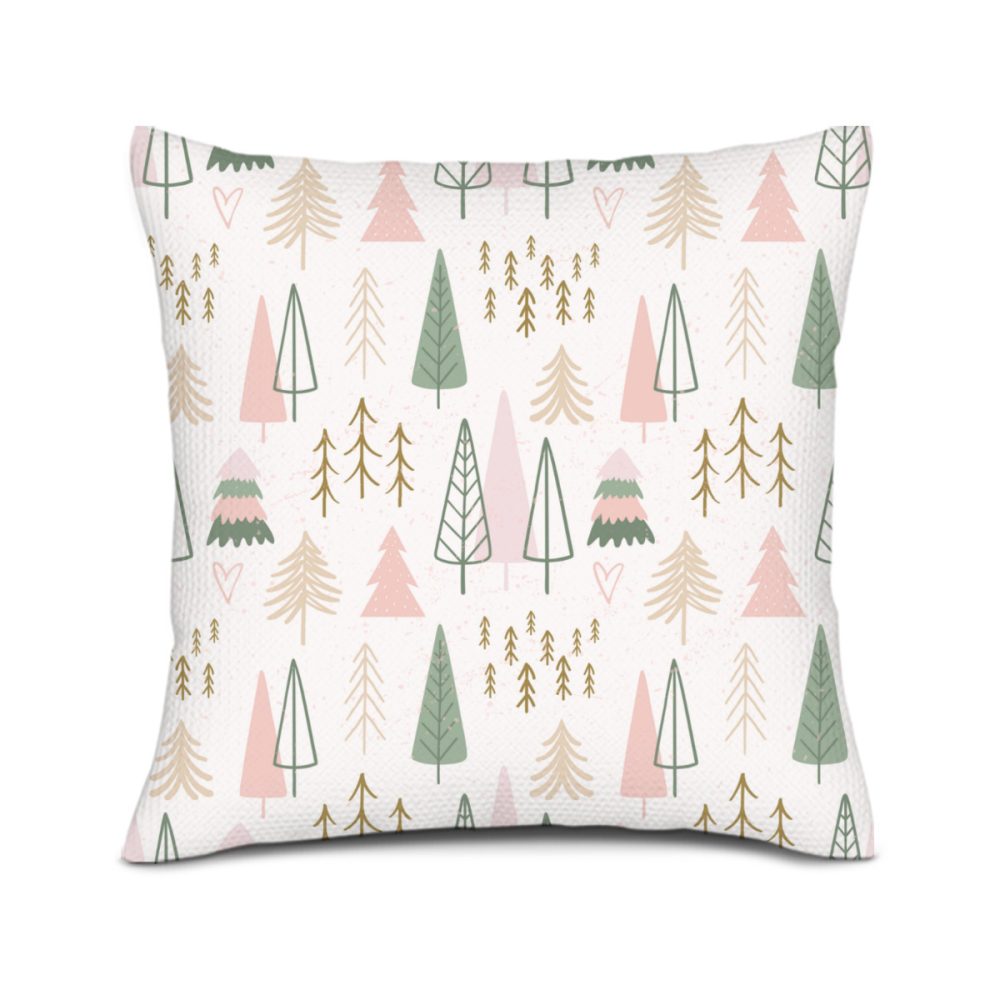 Pink and Sage Green Boho Christmas Winter Pillow Cover - Image 3