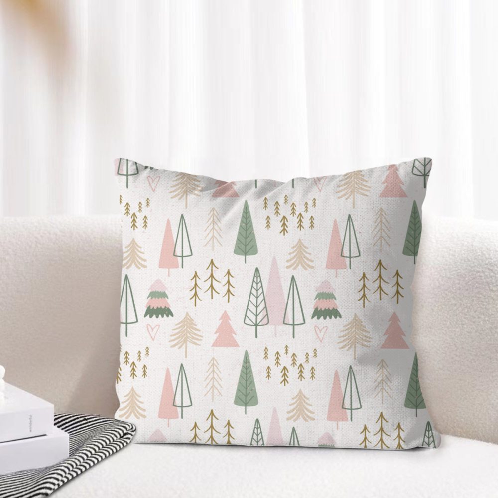 Pink and Sage Green Boho Christmas Winter Pillow Cover