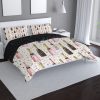 new years eve bedding set, duvet cover and two shams, pink and black champagne bottle and stars pattern, lightweight