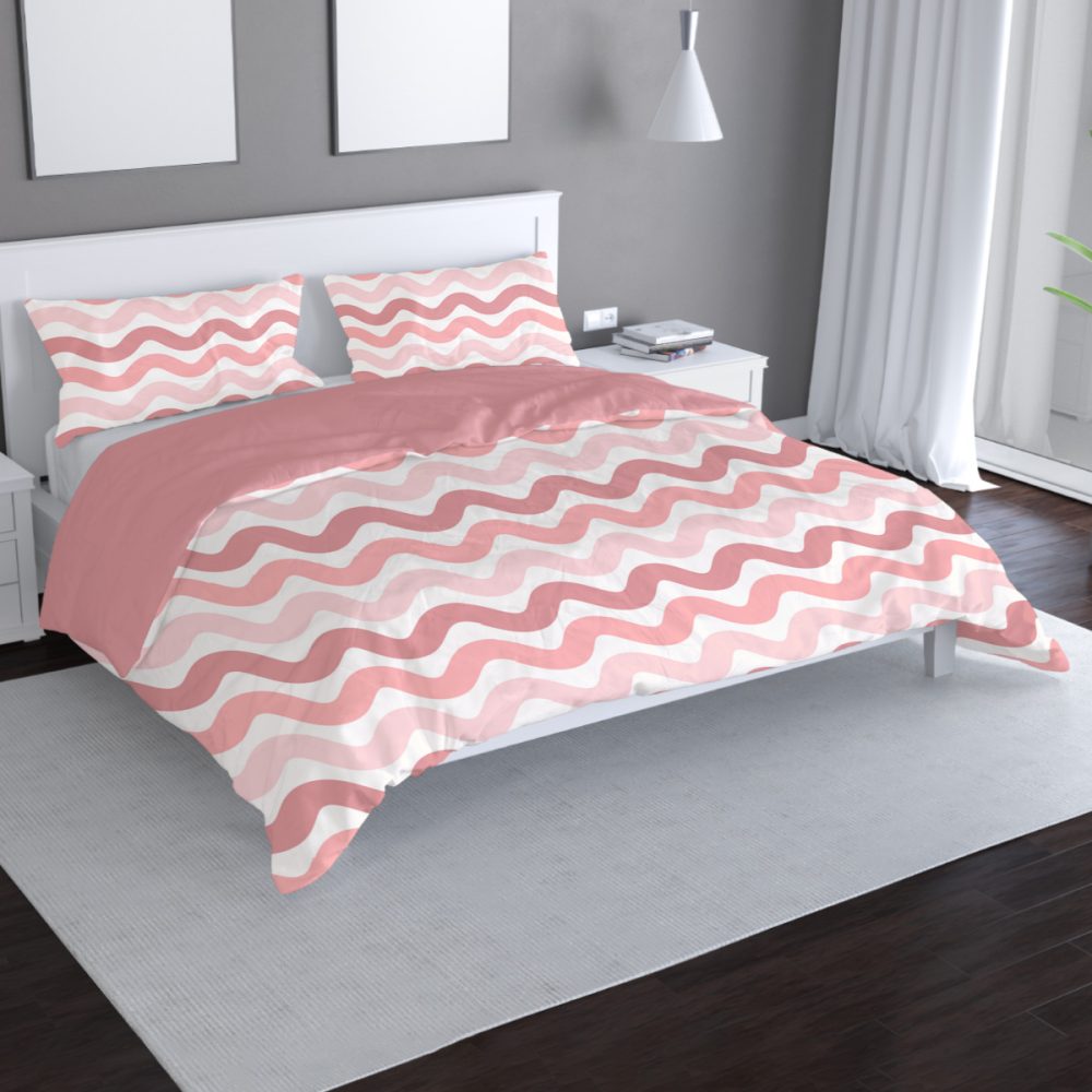 Pink Retro Striped Bedding Set