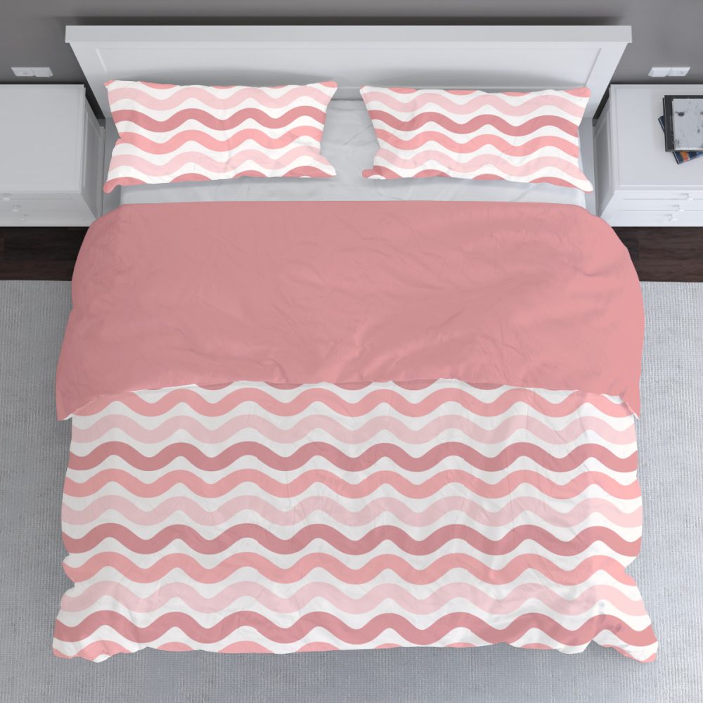 Pink Retro Striped Bedding Set - Image 2