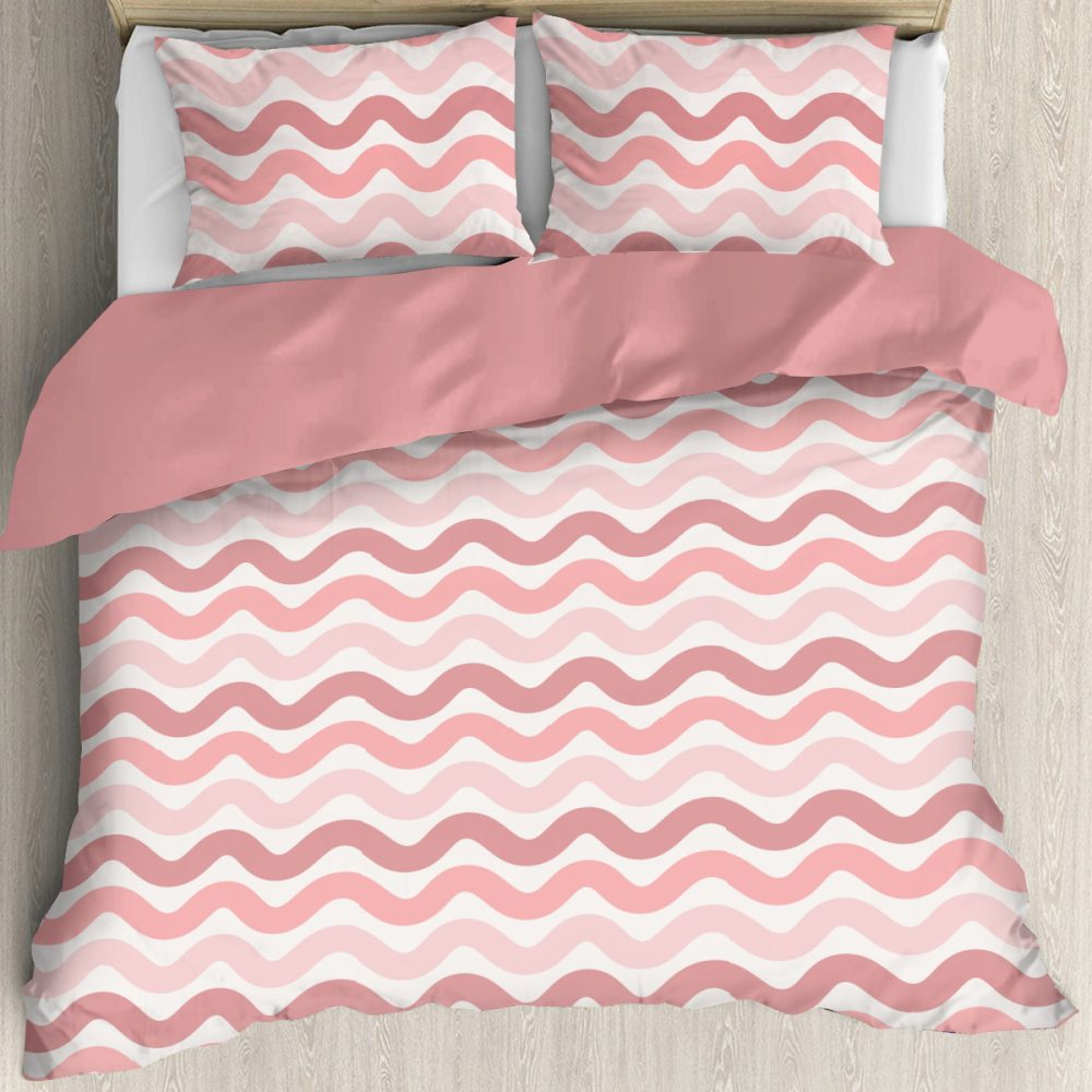 Pink Retro Striped Bedding Set - Image 3