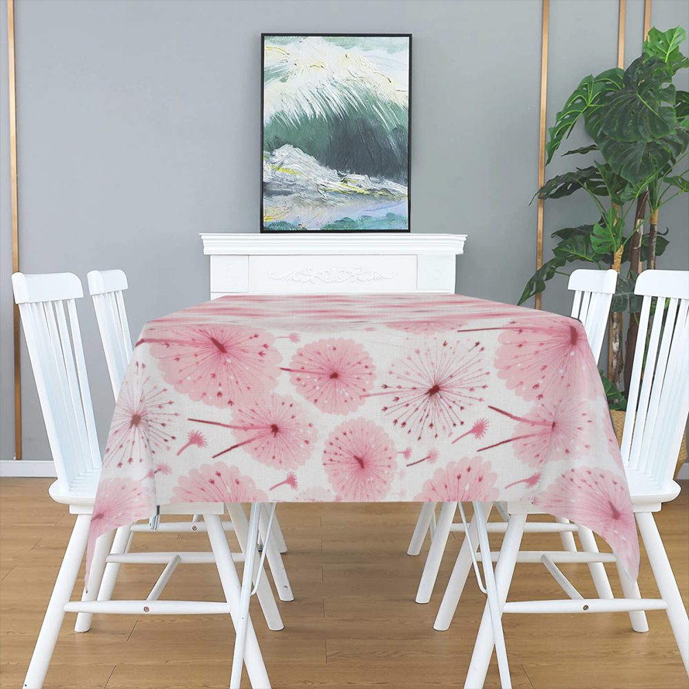 Pink Dandelion Table Cloth, 72 Inch - Image 2