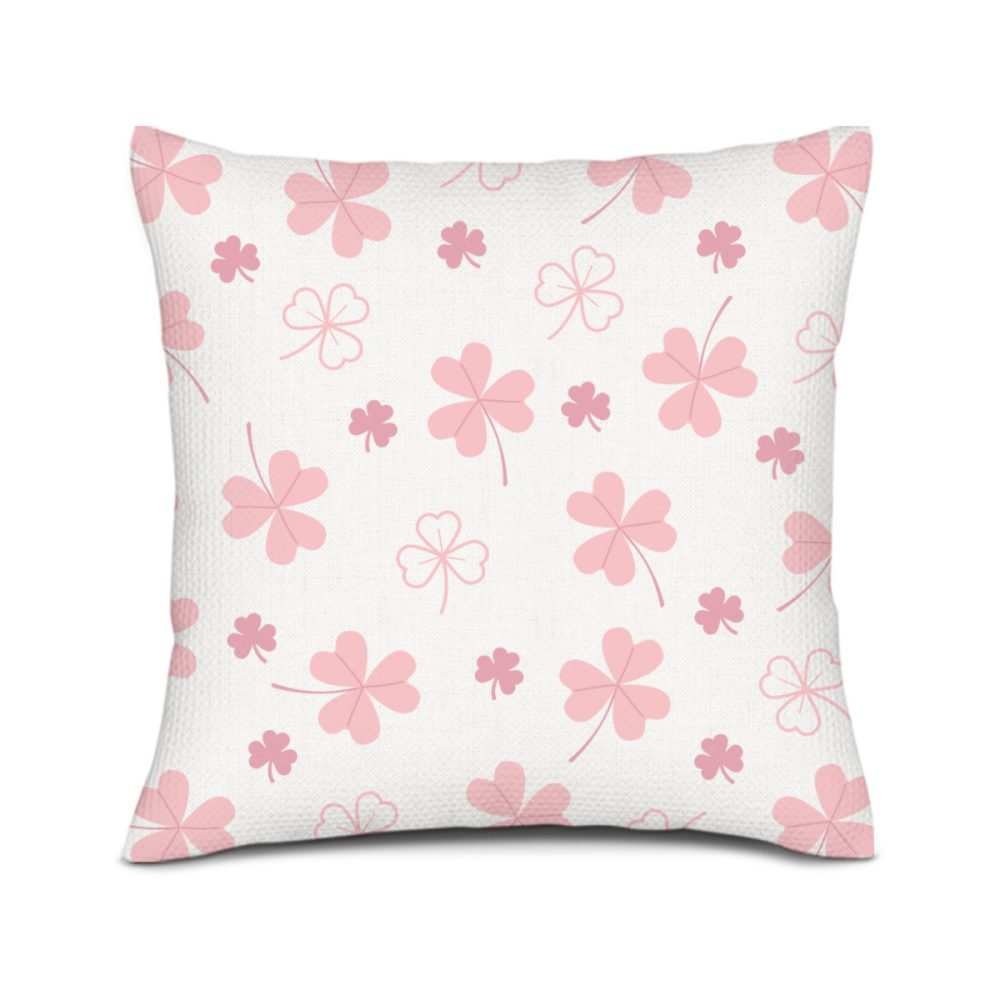 Pink Shamrock St Patricks Day Pillow Cover - Image 3