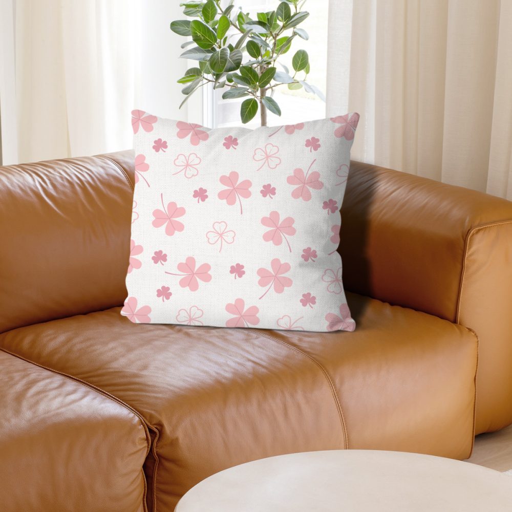 Pink Shamrock St Patricks Day Pillow Cover - Image 2