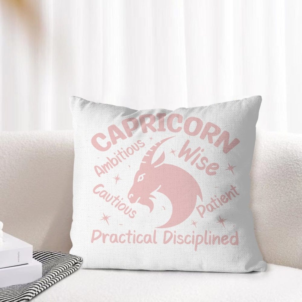 Pink Capricorn Zodiac Sign Pillow Cover