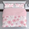 blush pinks dandelion puff pattern bedding set, duvet cover and two shams, lightweight, queen, full, king, california king