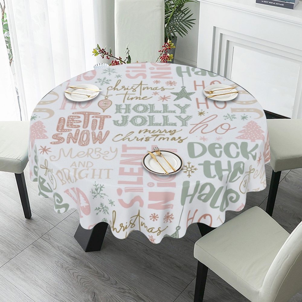 Christmas Word Art Round Table Cloth