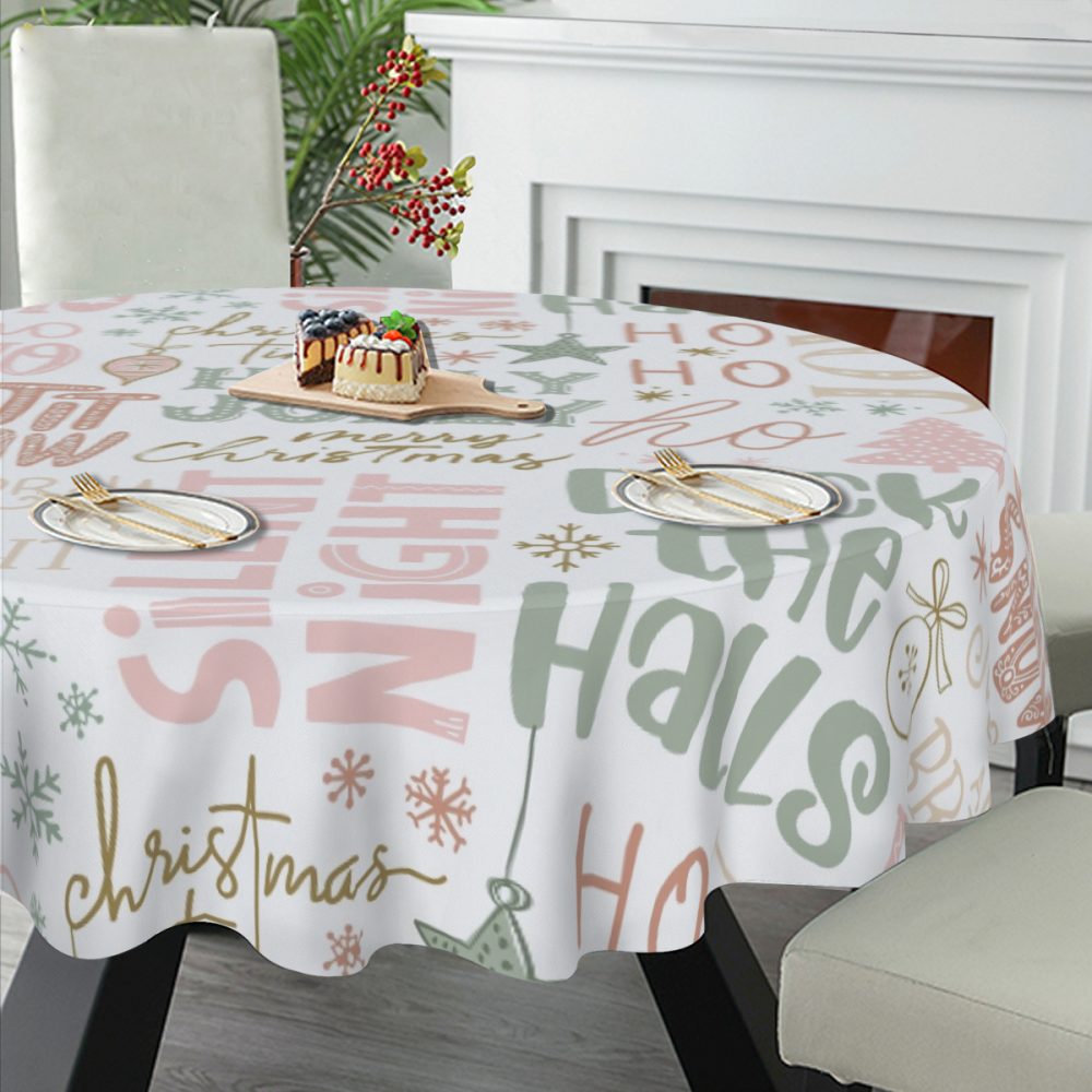 Christmas Word Art Round Table Cloth - Image 2