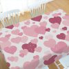 pink hearts valentines day linen table cloth 72 x 54 inch, rectangle