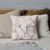 pink gingham easter egg linen square pillow cover, 18 to 26 inch, easter farmhouse decor