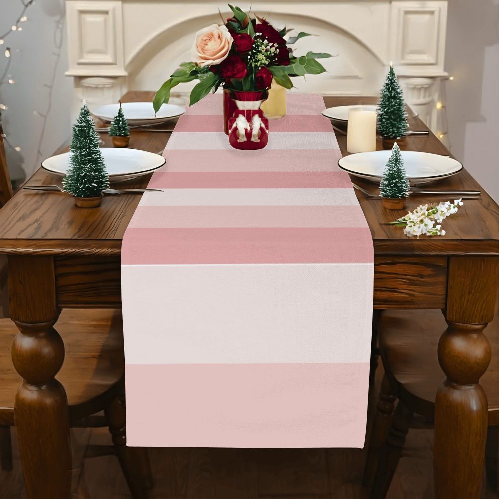 pink ombre striped 70 inch linen decorative runner for pink decor