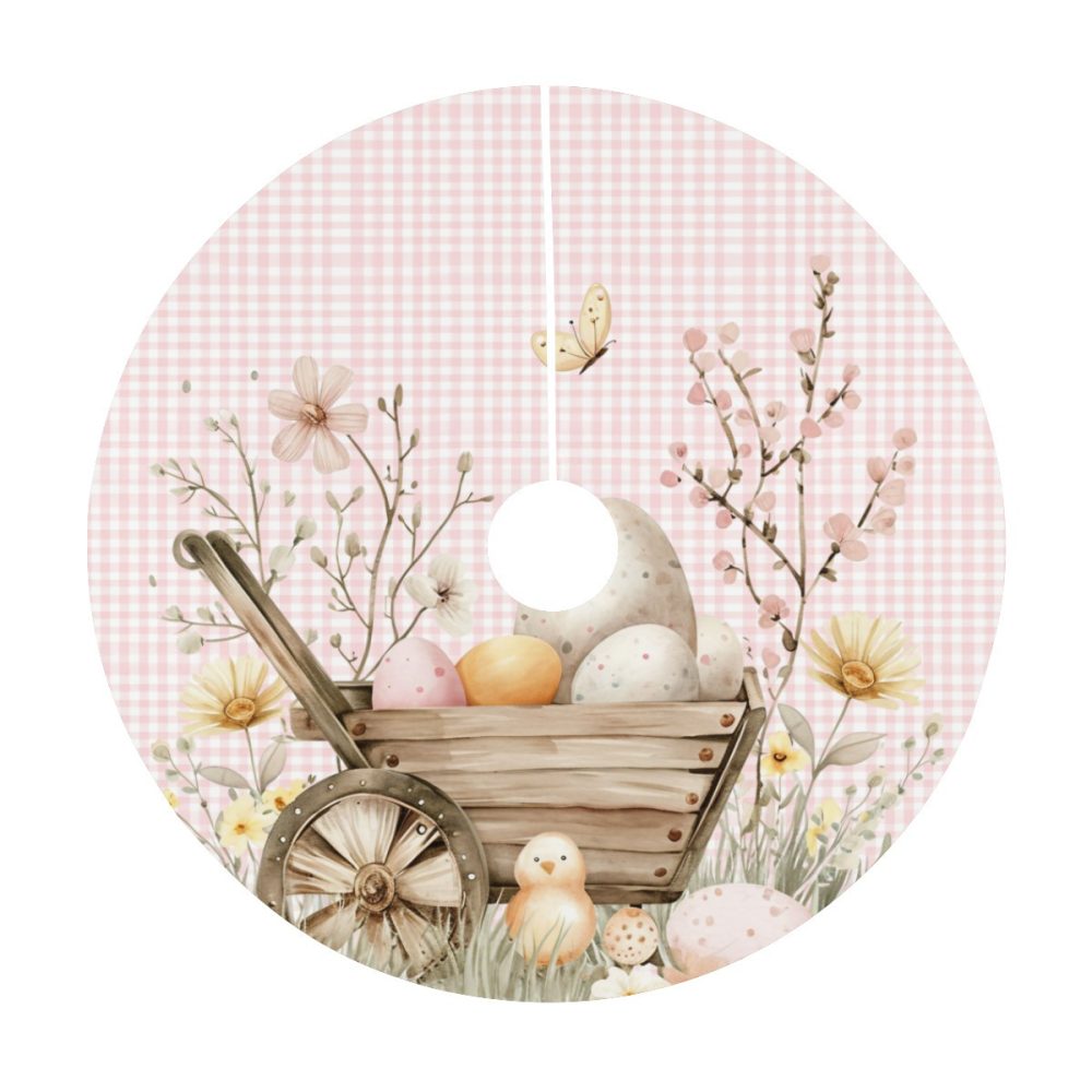 Pink Gingham Easter Tree Skirt - Image 3