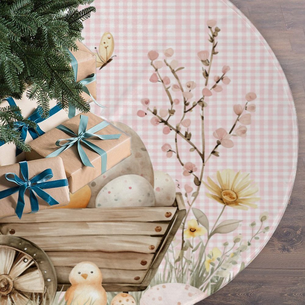 Pink Gingham Easter Tree Skirt