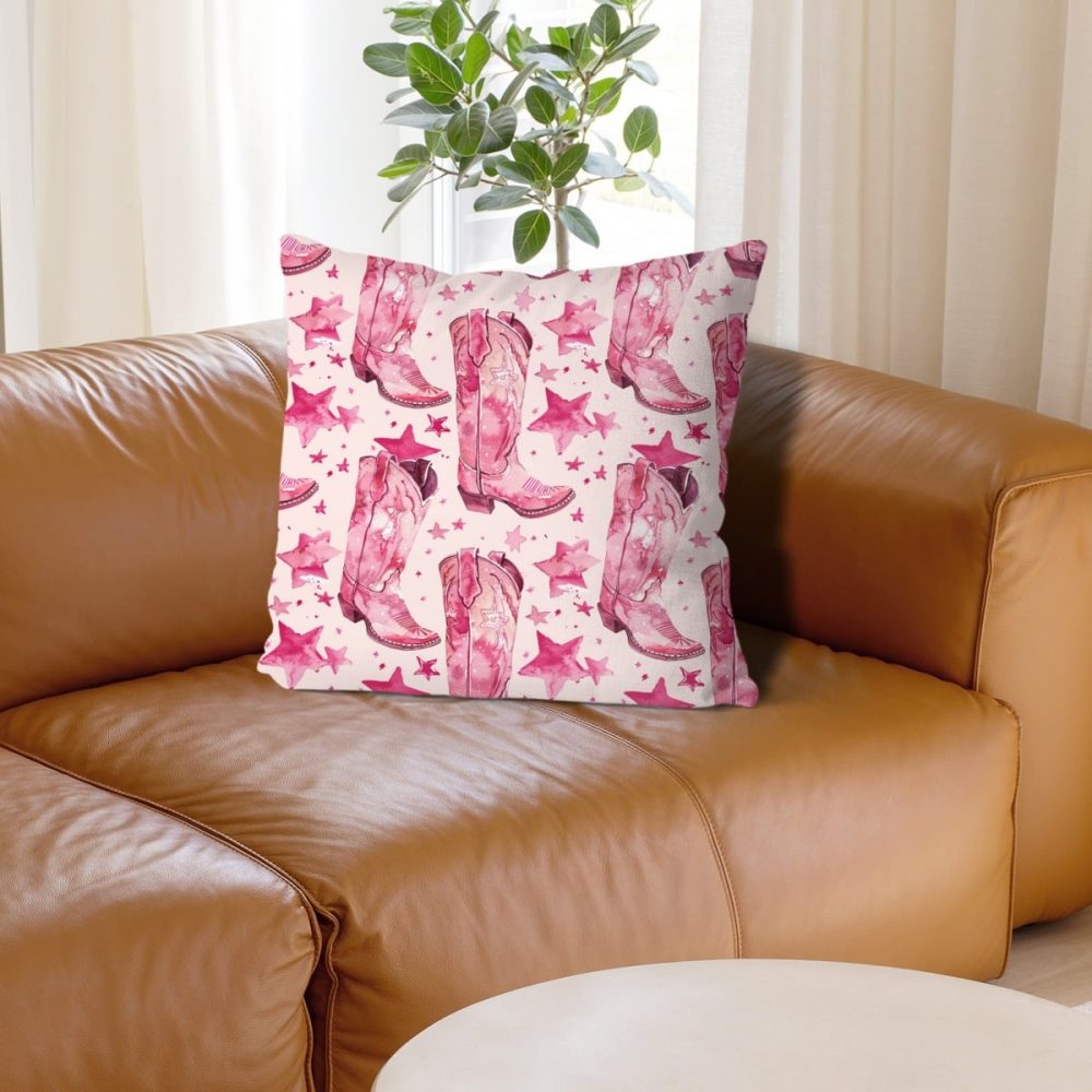 Pink Cowgirl Boots Pillow Cover - Image 2