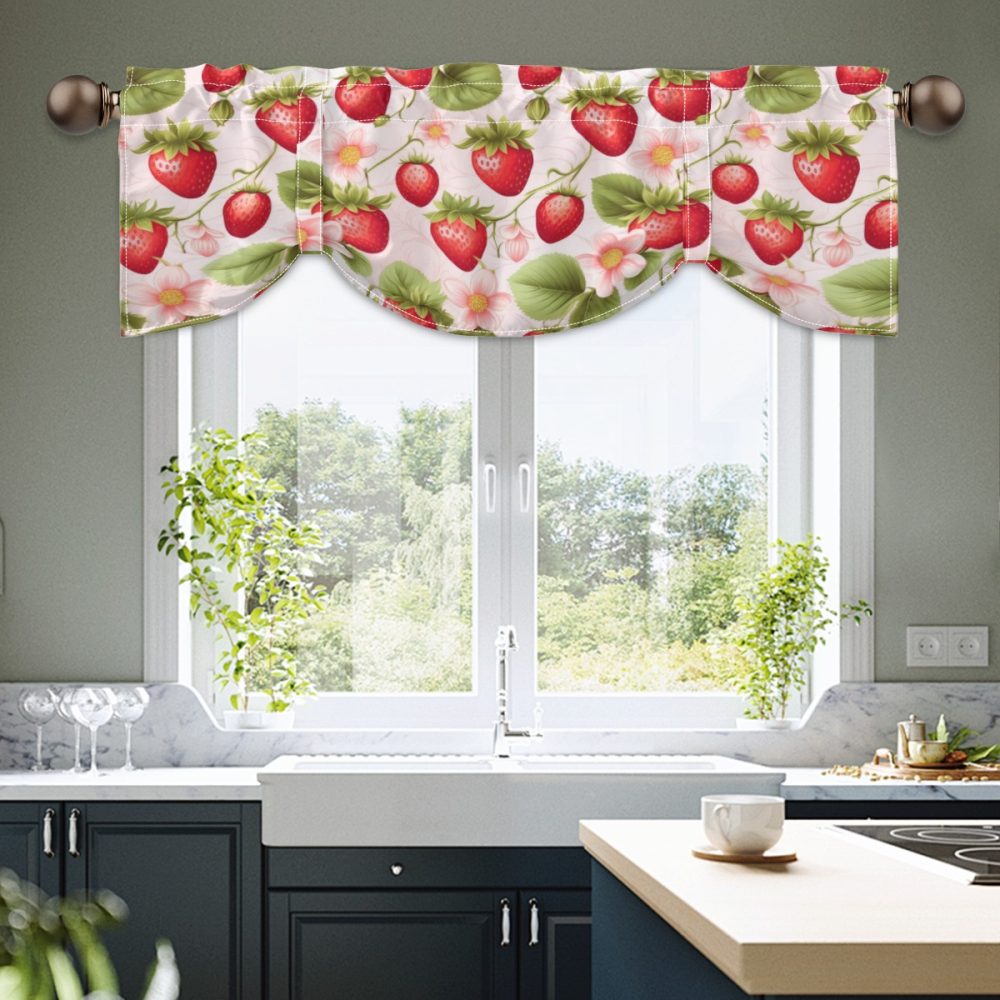 Pink Strawberry Tie Up Valance